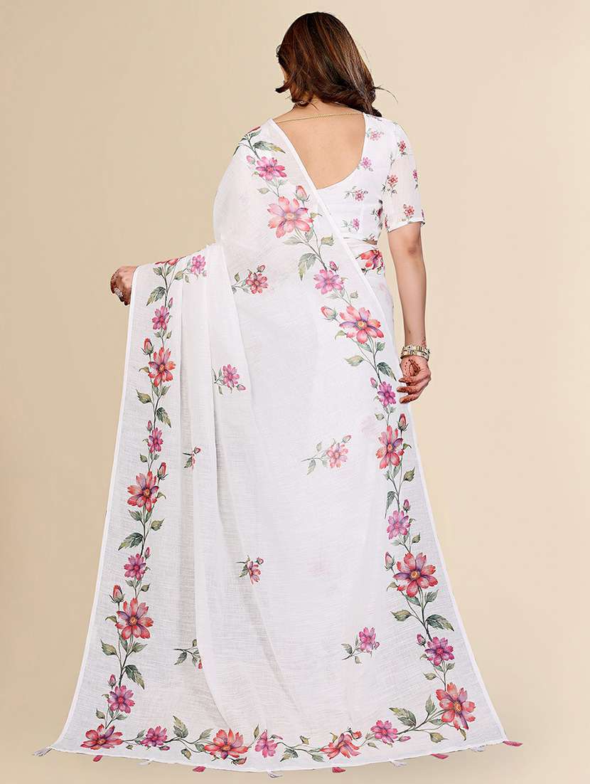 women printed casual wear saree with blouse - 22384343 -  Standard Image - 3