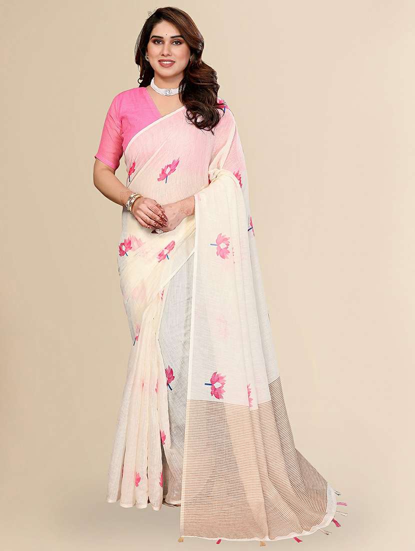women printed casual wear saree with blouse