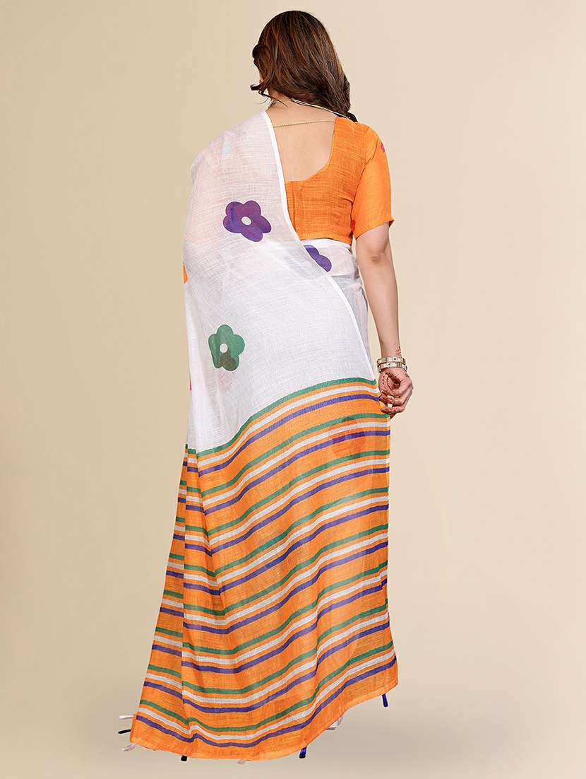 women printed casual wear saree with blouse - 22384345 -  Standard Image - 3