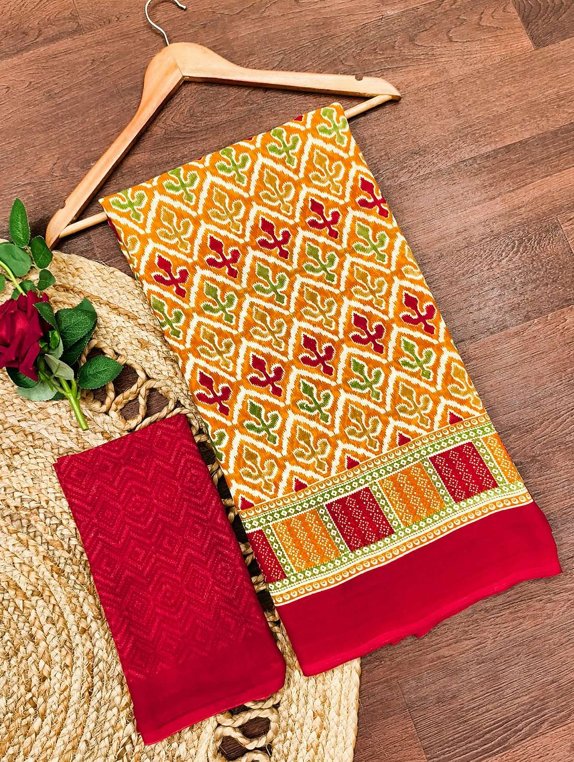 women printed casual wear saree with blouse