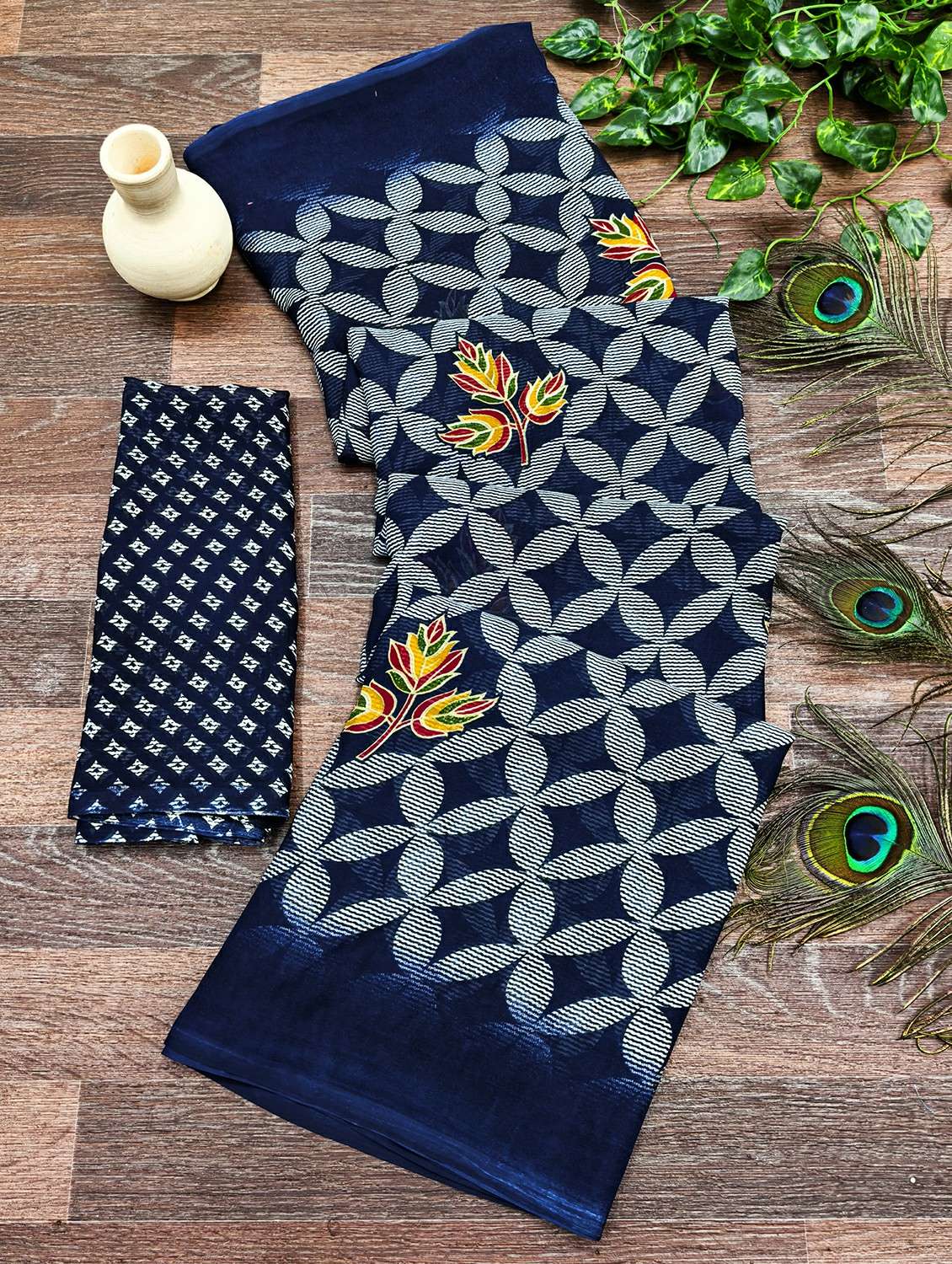 women printed casual wear saree with blouse - 22384376 -  Standard Image - 3