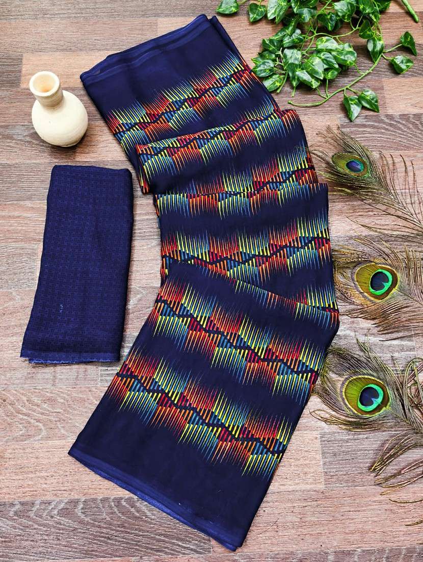 women printed casual wear saree with blouse - 22384413 -  Standard Image - 3