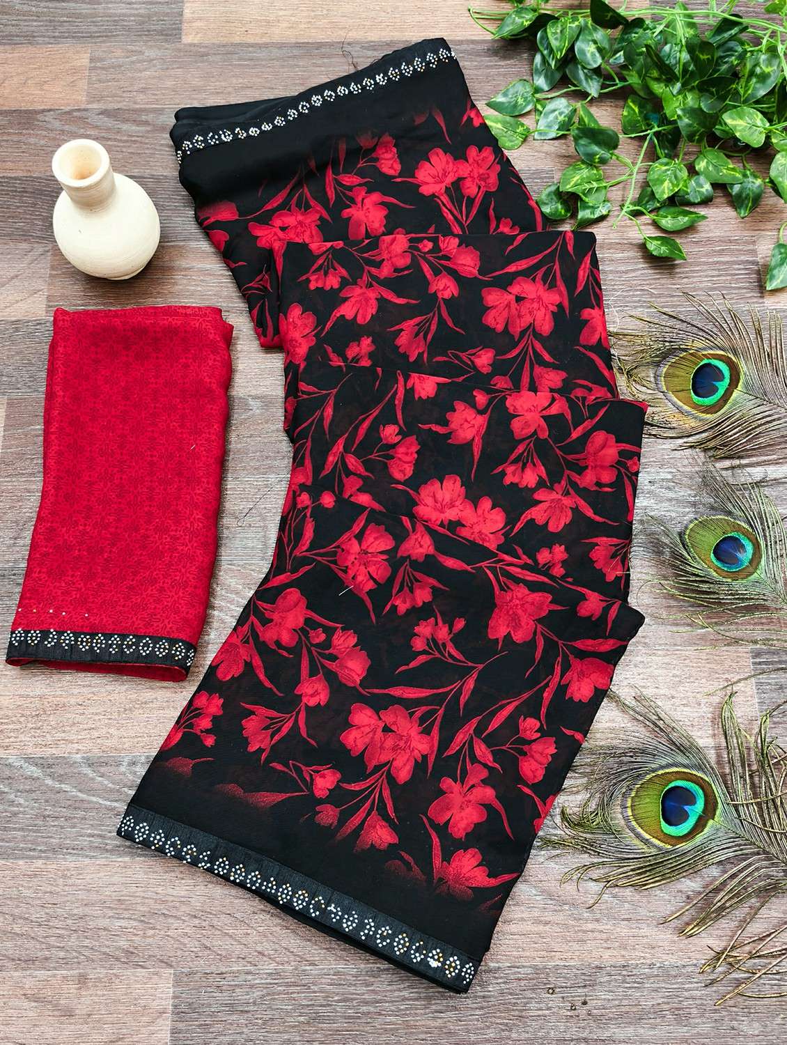 women printed casual wear saree with blouse - 22384460 -  Standard Image - 3