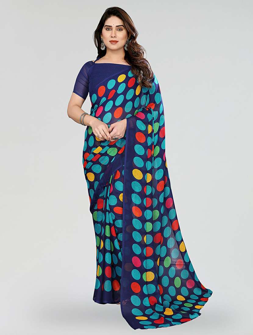 women printed casual wear saree with blouse