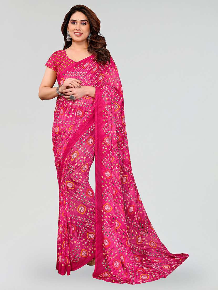 women printed casual wear saree with blouse