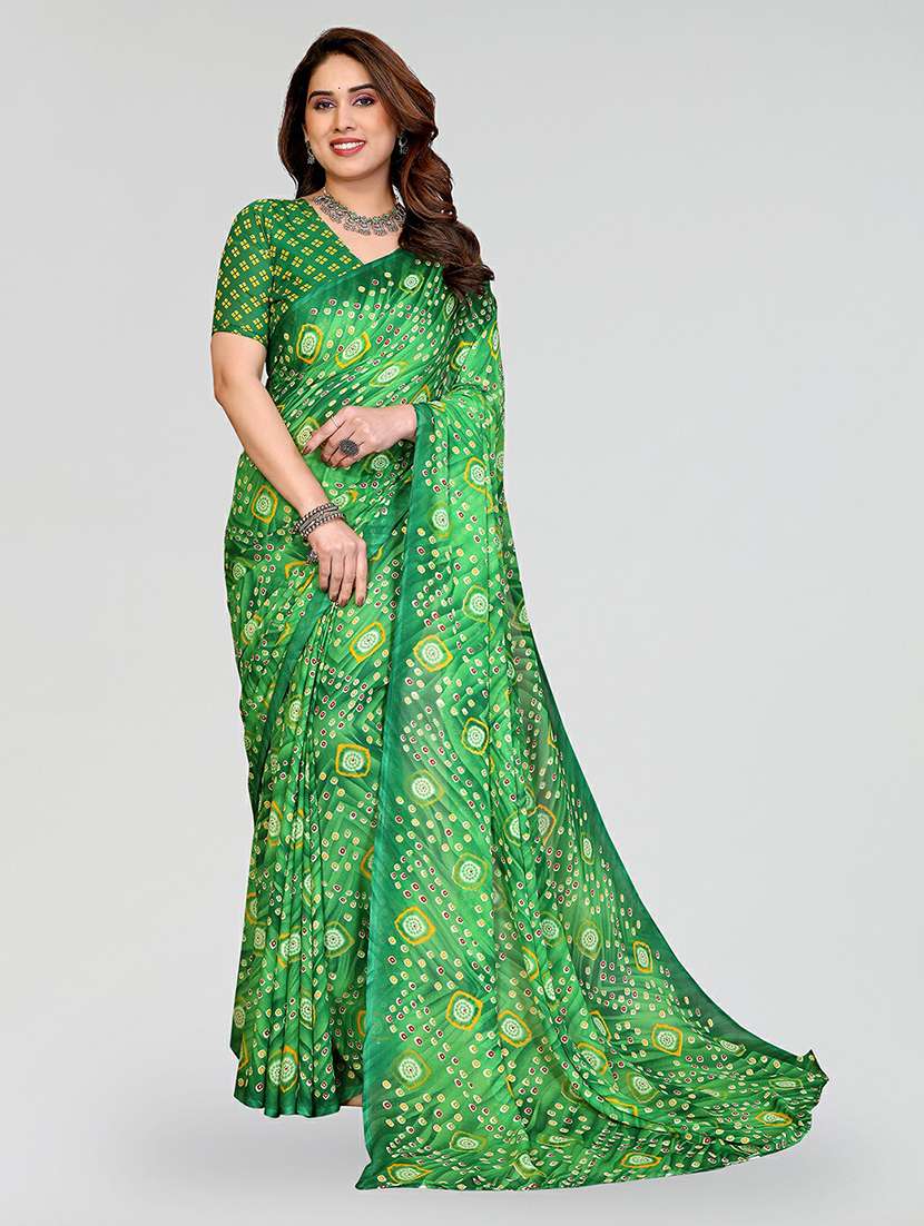 women printed casual wear saree with blouse