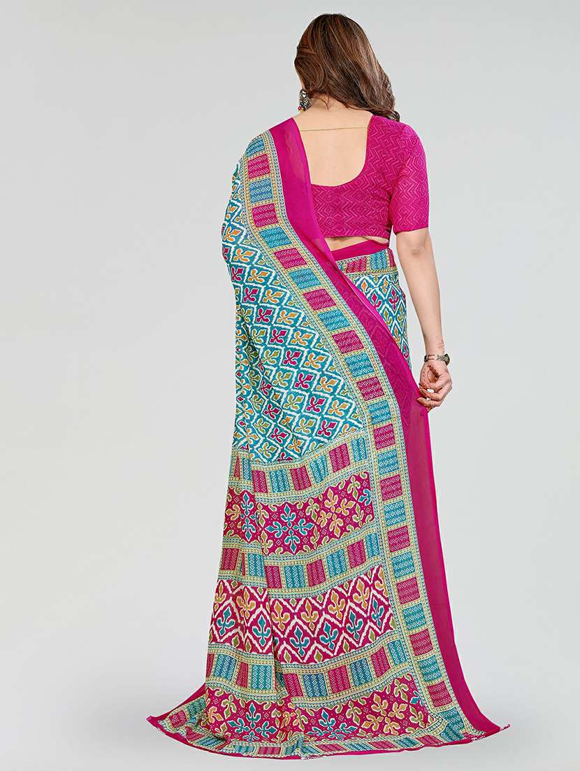 women printed casual wear saree with blouse - 22384554 -  Standard Image - 3