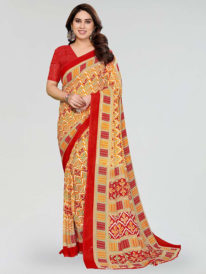 women printed casual wear saree with blouse