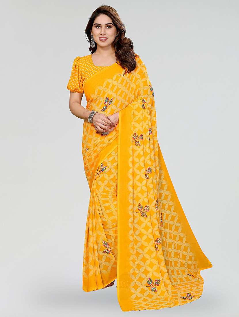 women printed casual wear saree with blouse