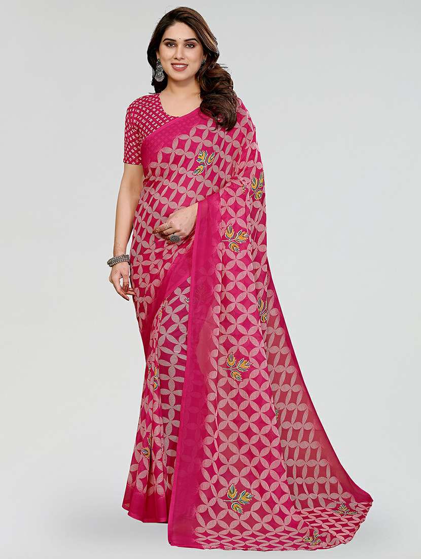 women printed casual wear saree with blouse