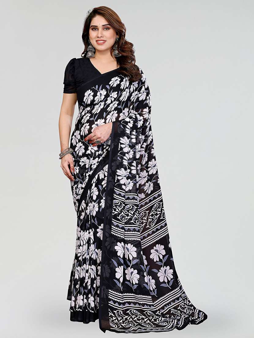 women printed casual wear saree with blouse