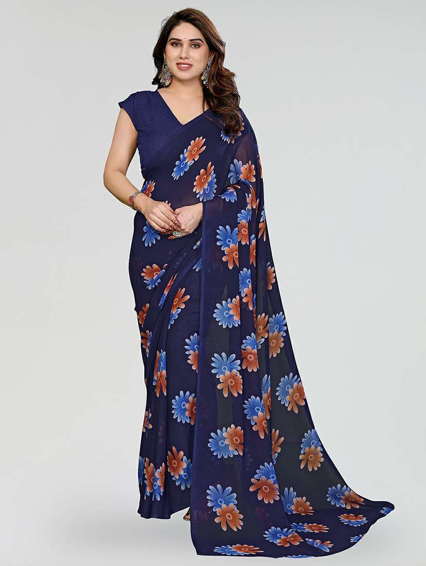 women printed casual wear saree with blouse