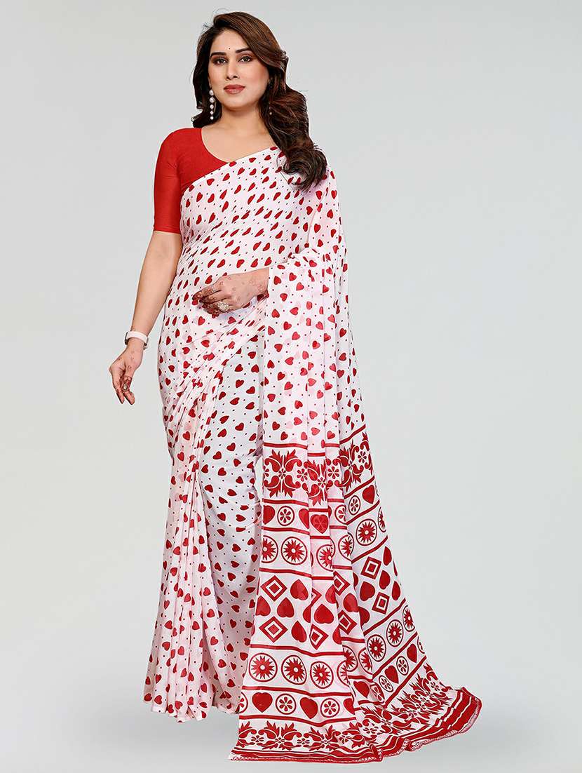 women printed casual wear saree with blouse