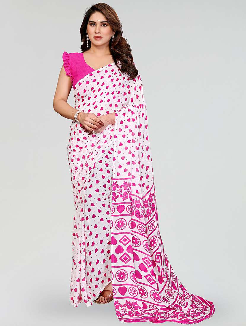 women printed casual wear saree with blouse