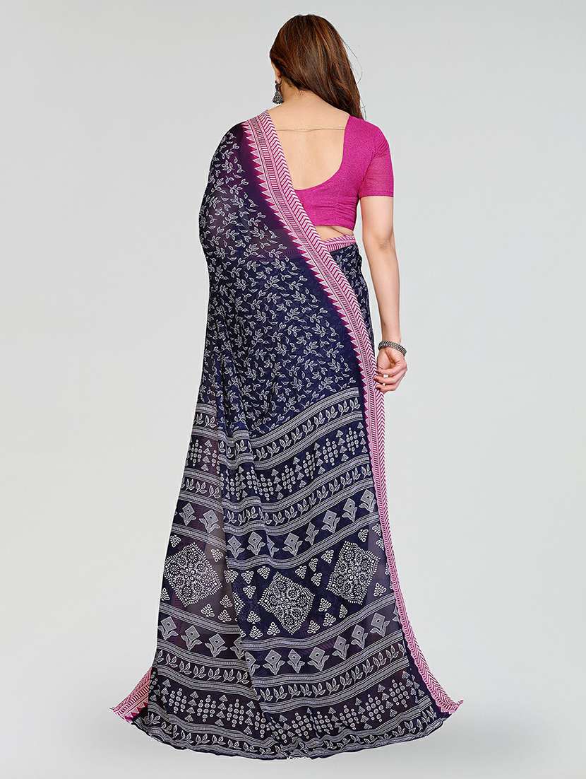 women printed casual wear saree with blouse - 22384587 -  Standard Image - 3