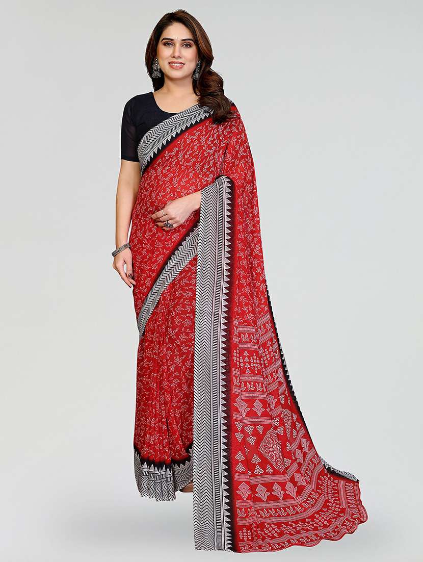 women printed casual wear saree with blouse