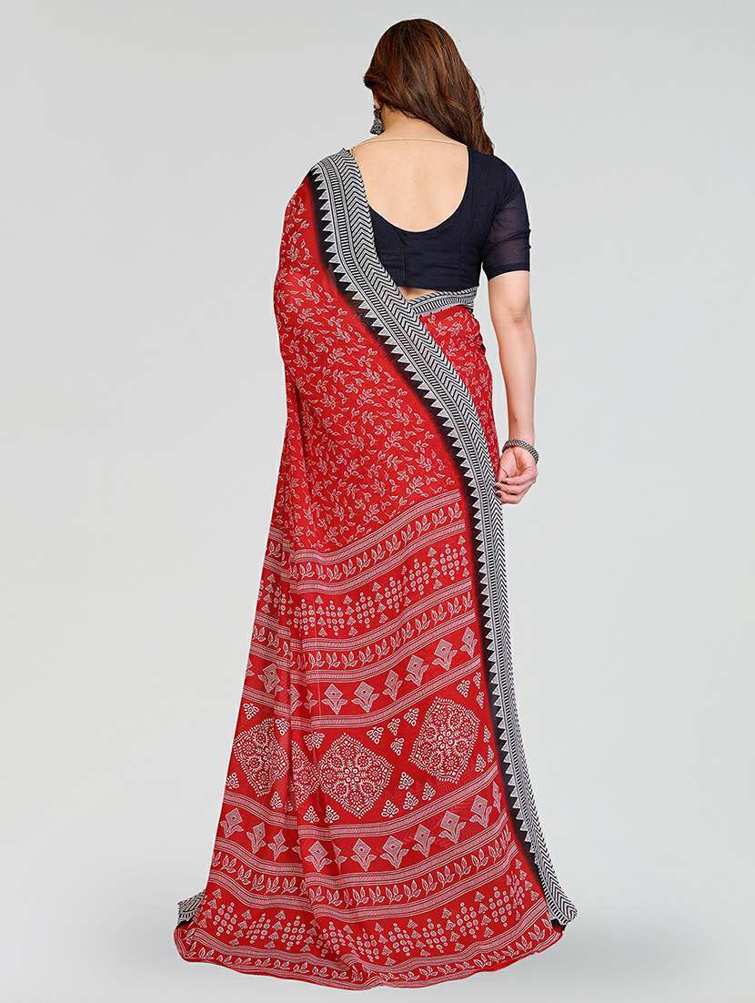 women printed casual wear saree with blouse - 22384588 -  Standard Image - 3
