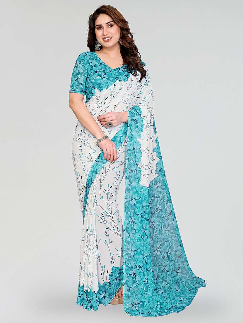 women printed casual wear saree with blouse