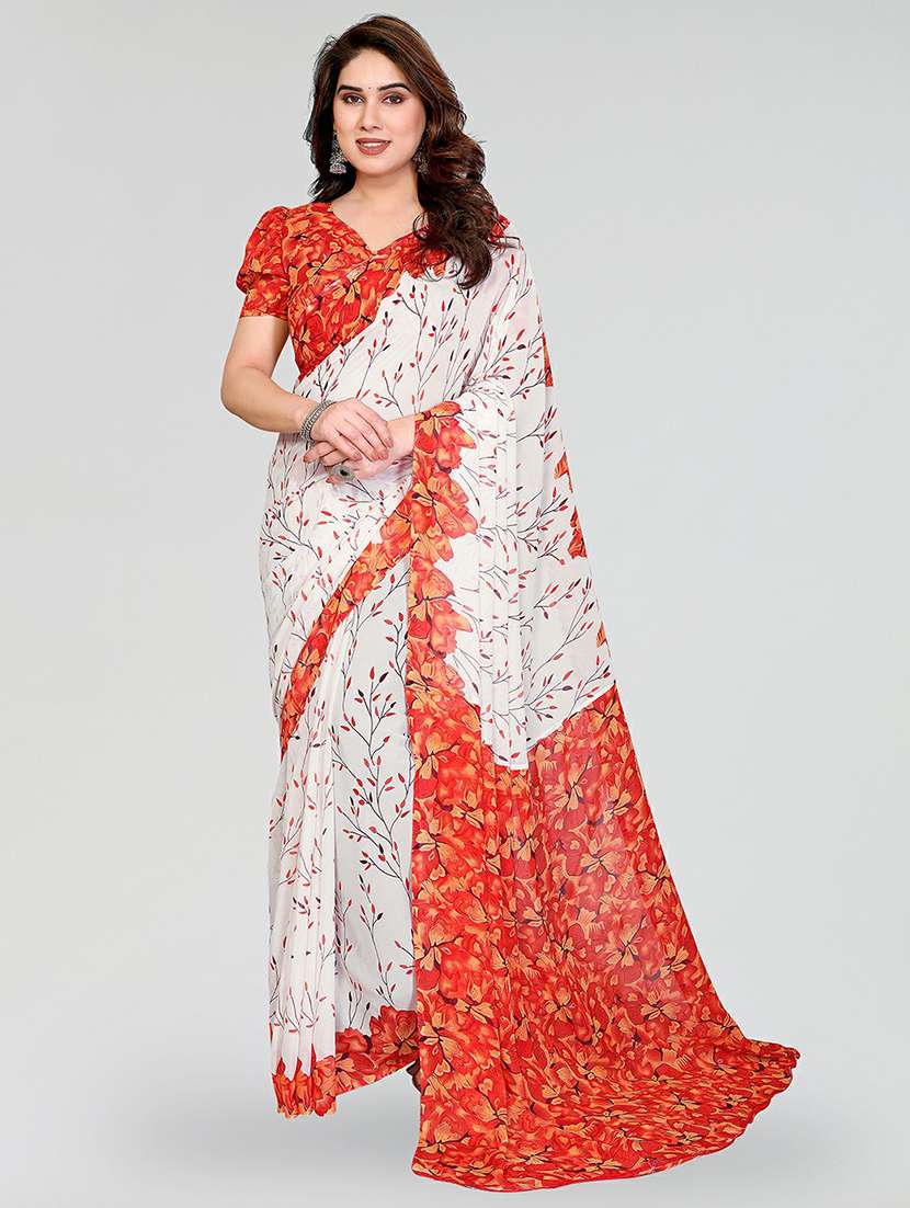 women printed casual wear saree with blouse