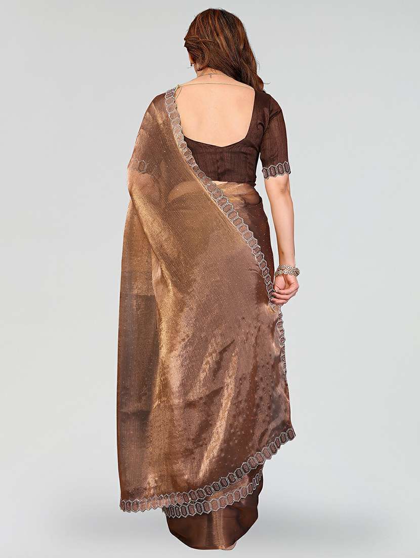 women solid with work embellished saree with blouse - 22384606 -  Standard Image - 3