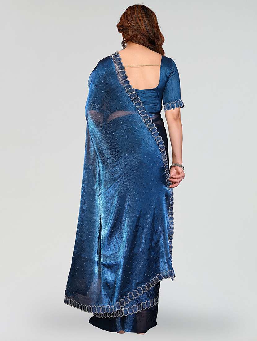 women solid with work embellished saree with blouse - 22384612 -  Standard Image - 3
