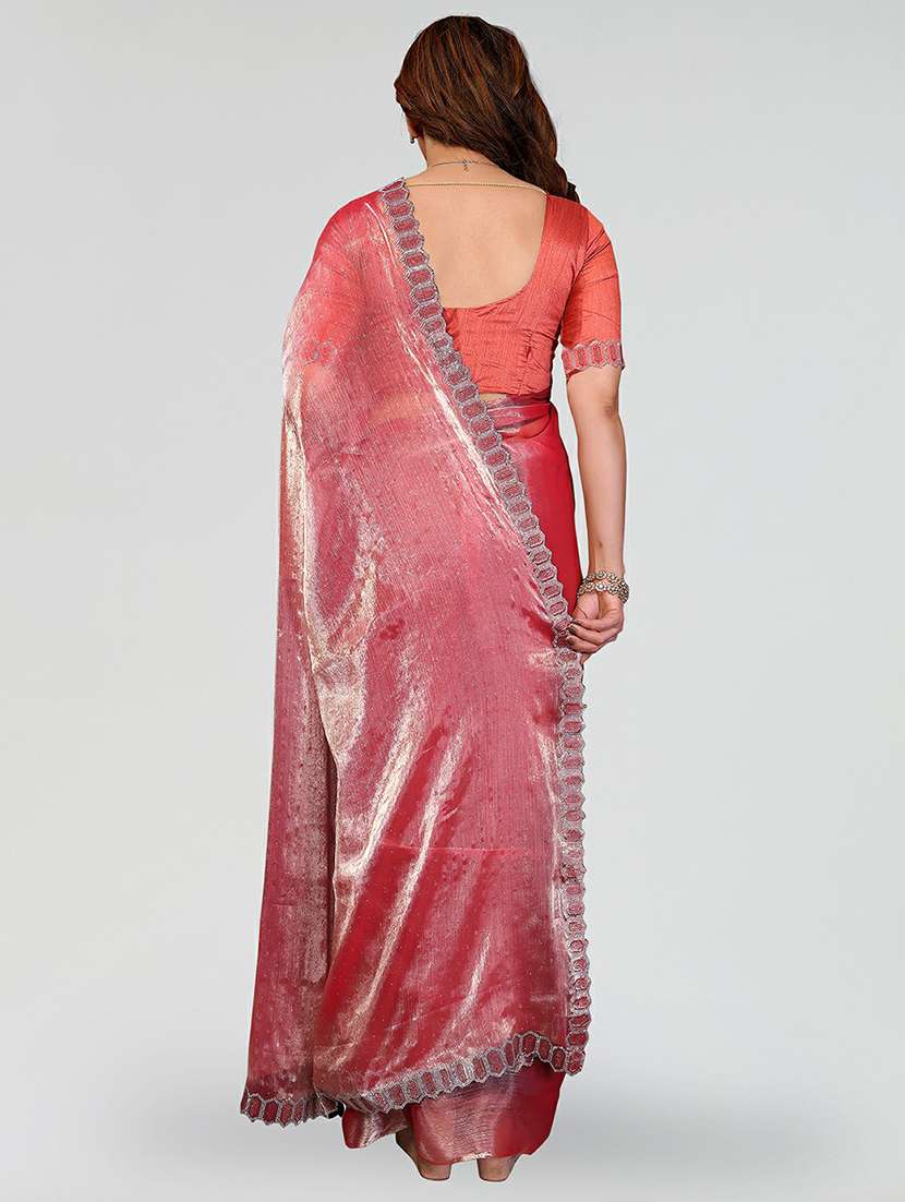 women solid with work embellished saree with blouse - 22384614 -  Standard Image - 3