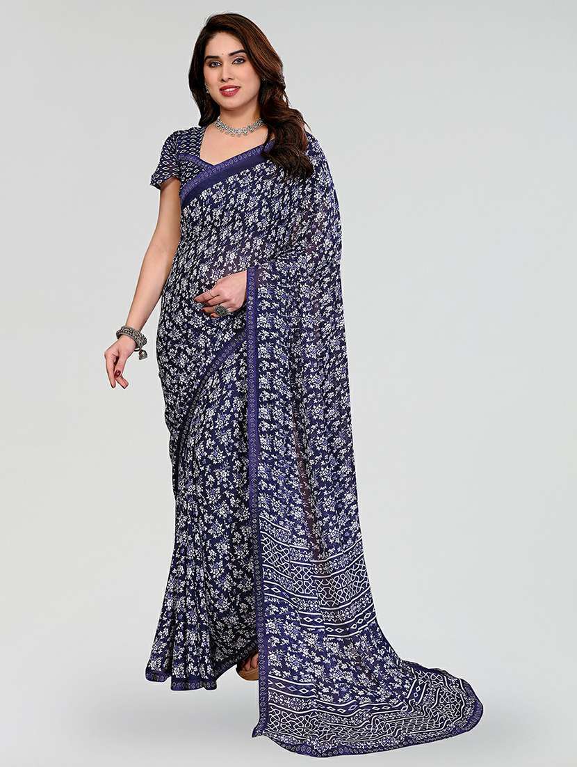 women printed casual wear saree with blouse