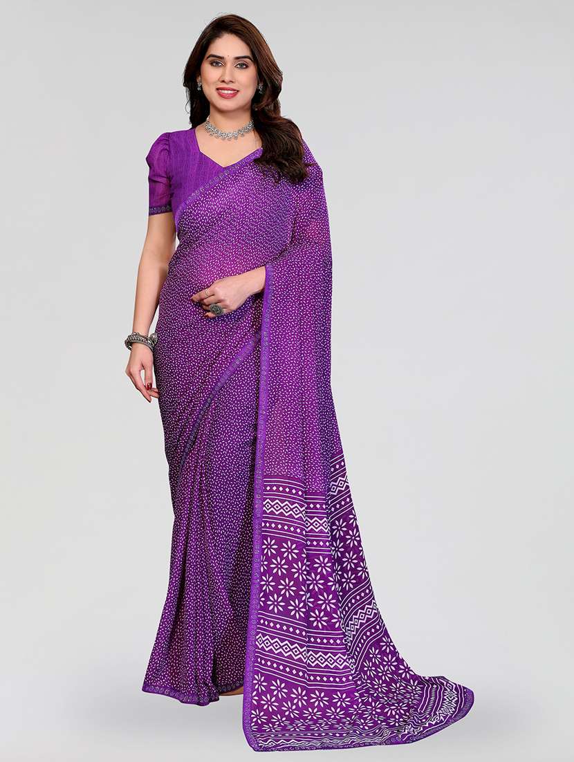 women printed casual wear saree with blouse