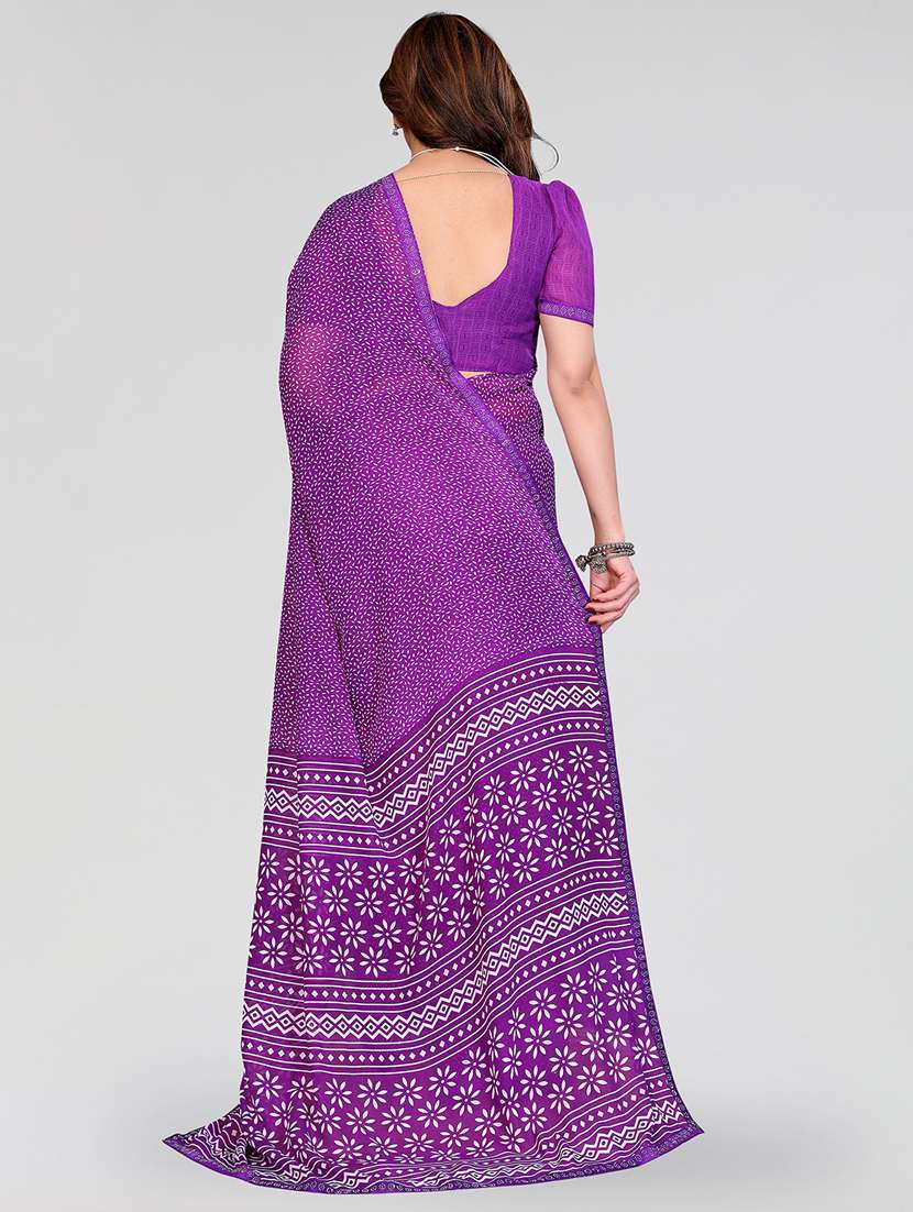 women printed casual wear saree with blouse - 22384625 -  Standard Image - 3