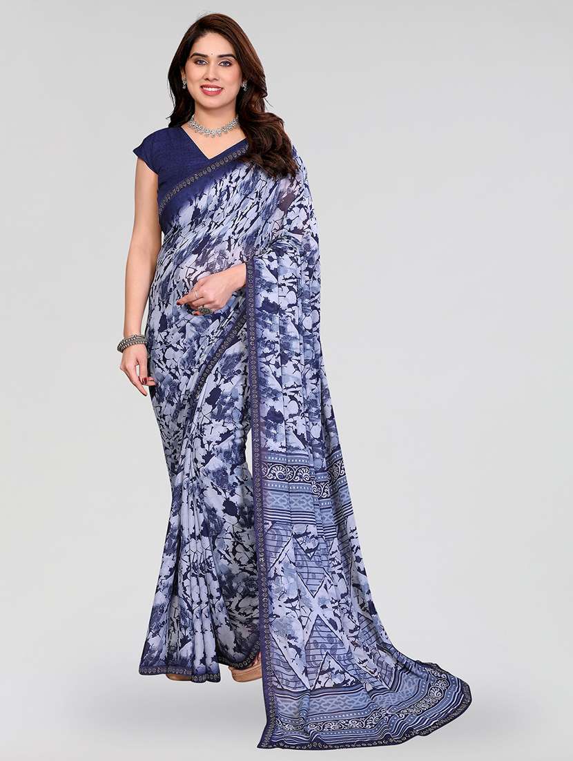 women printed casual wear saree with blouse