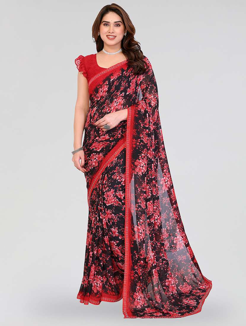 women printed casual wear saree with blouse