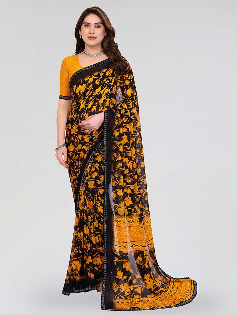 women printed casual wear saree with blouse