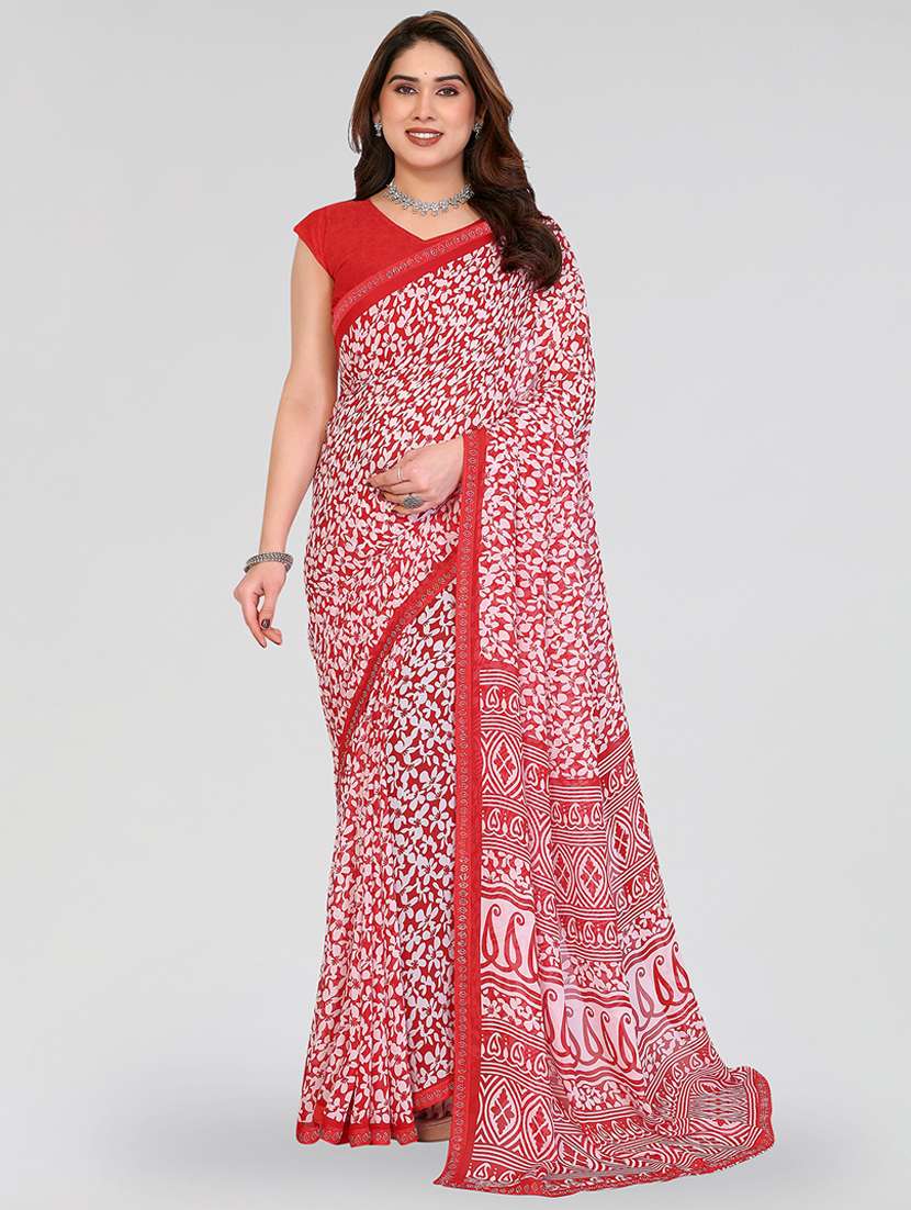 women printed casual wear saree with blouse