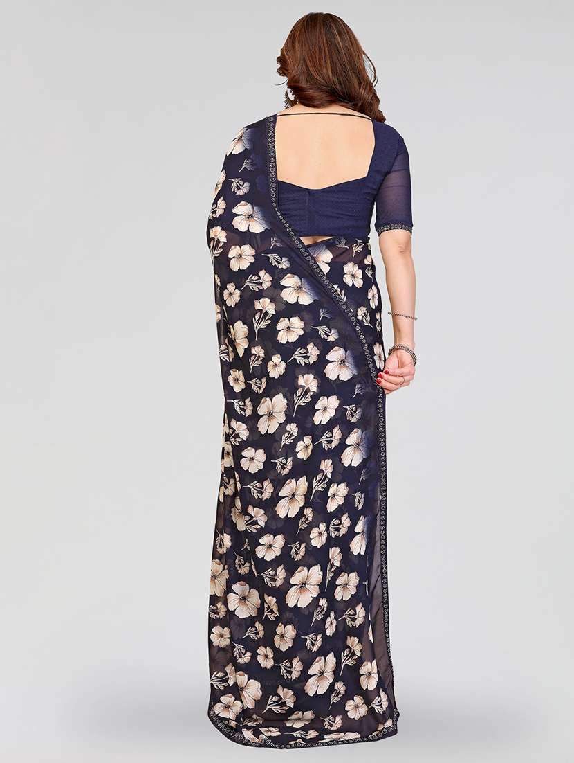 Women Printed Casual Wear Saree With Blouse - 22384647 -  Standard Image - 3