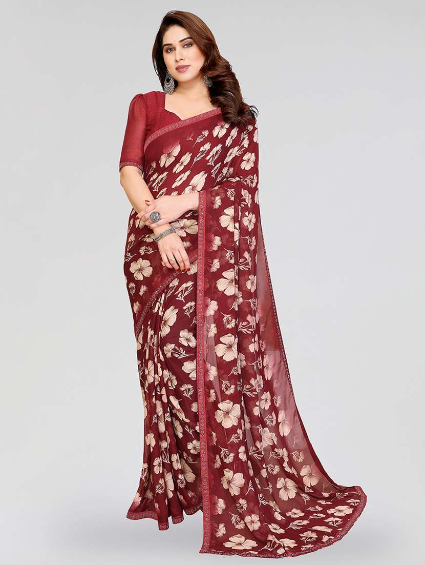 women printed casual wear saree with blouse