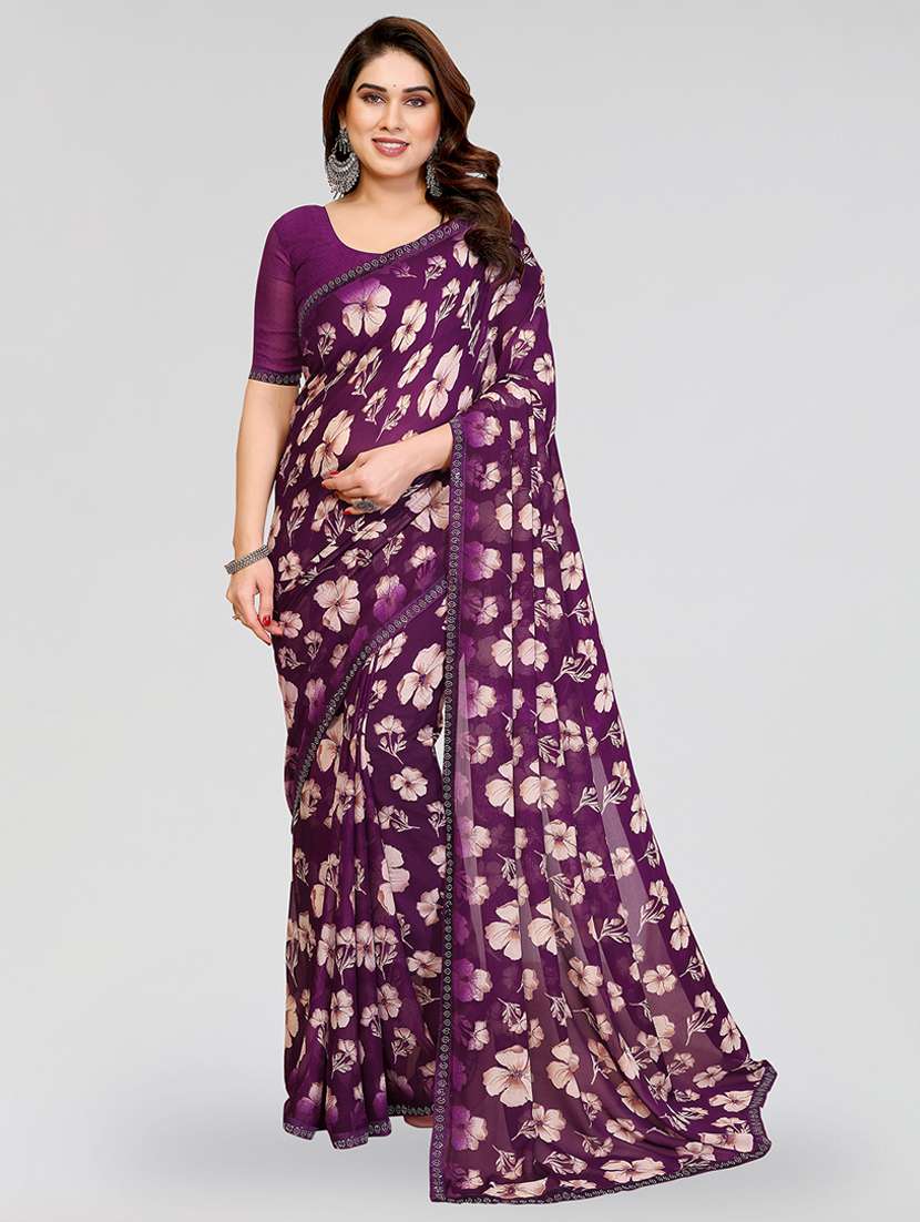 women printed casual wear saree with blouse
