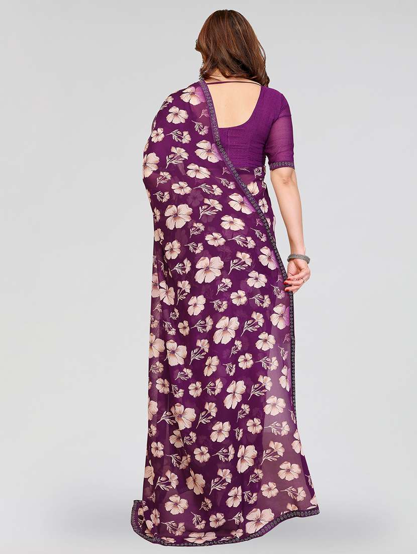 Women Printed Casual Wear Saree With Blouse - 22384650 -  Standard Image - 3