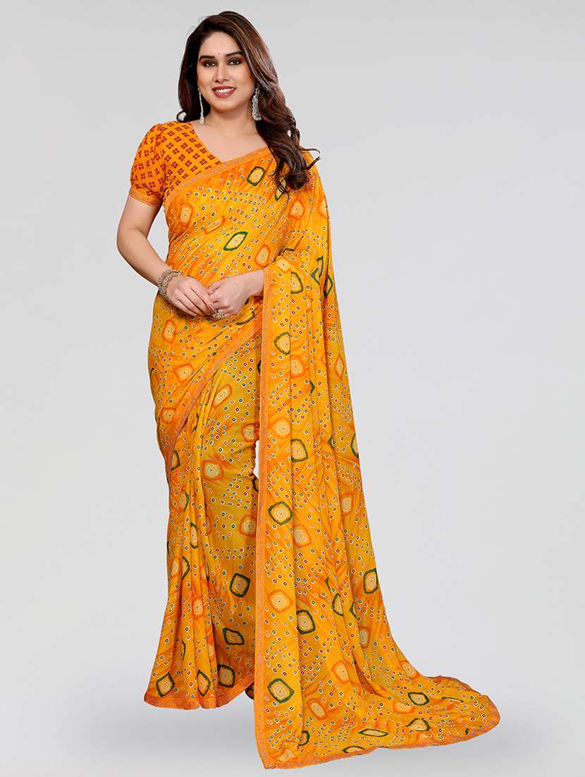 women printed casual wear saree with blouse