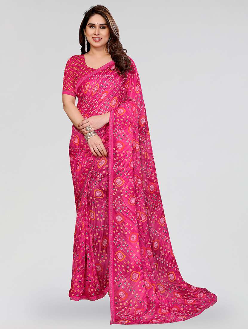 women printed casual wear saree with blouse