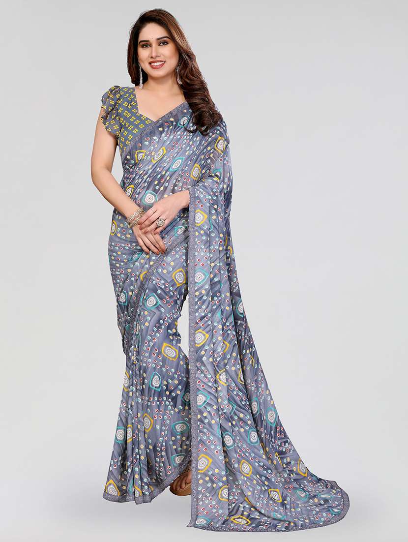 women printed casual wear saree with blouse