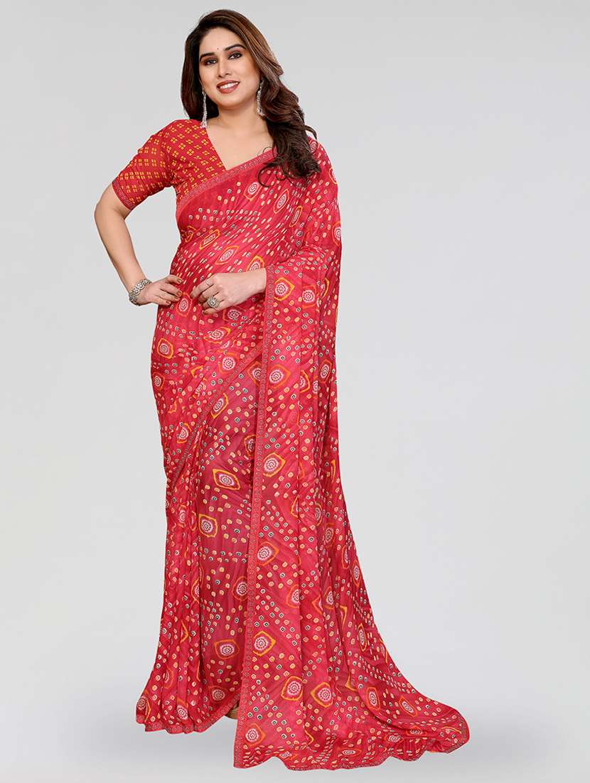 women printed casual wear saree with blouse
