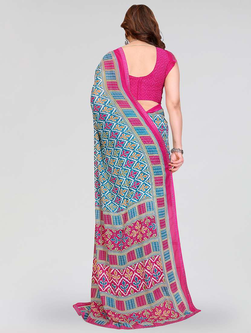 women printed casual wear saree with blouse - 22384662 -  Standard Image - 3