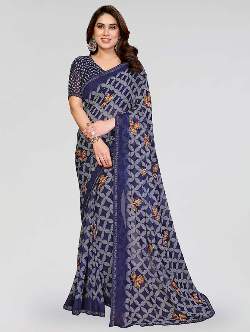 women printed casual wear saree with blouse