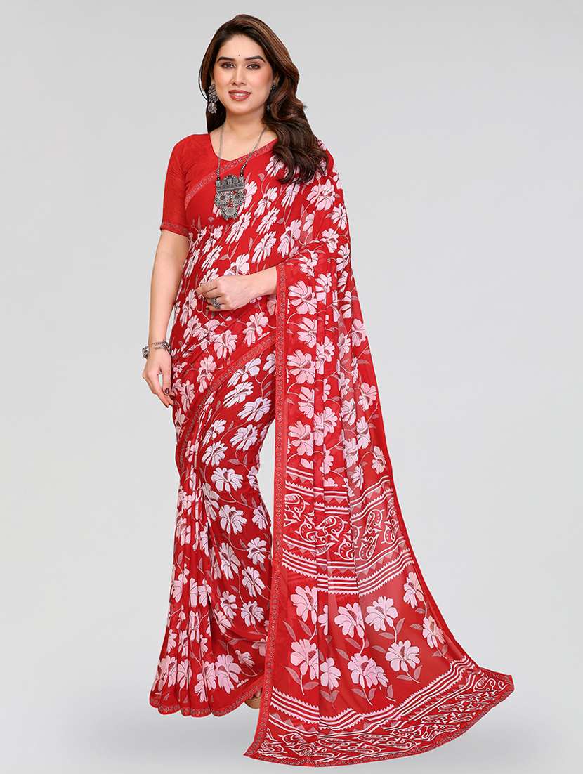 women printed casual wear saree with blouse