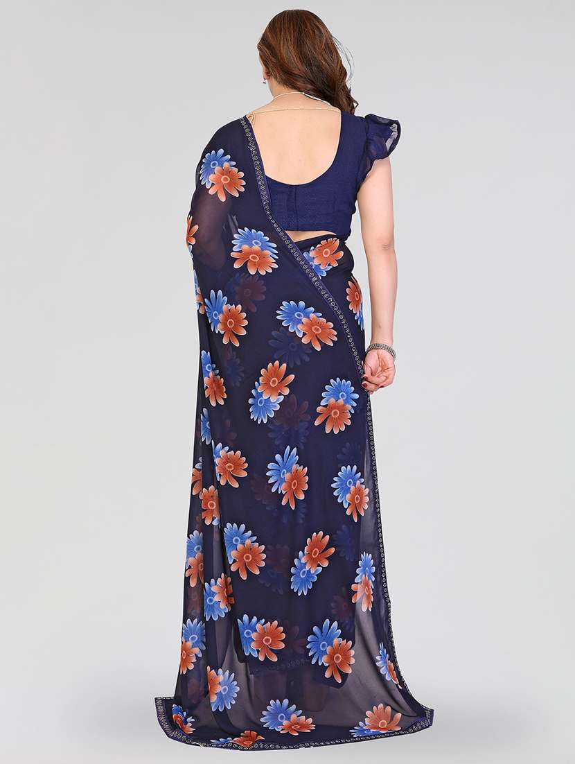 women printed casual wear saree with blouse - 22384675 -  Standard Image - 3