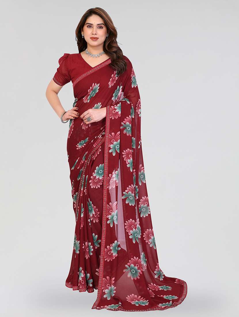 women printed casual wear saree with blouse