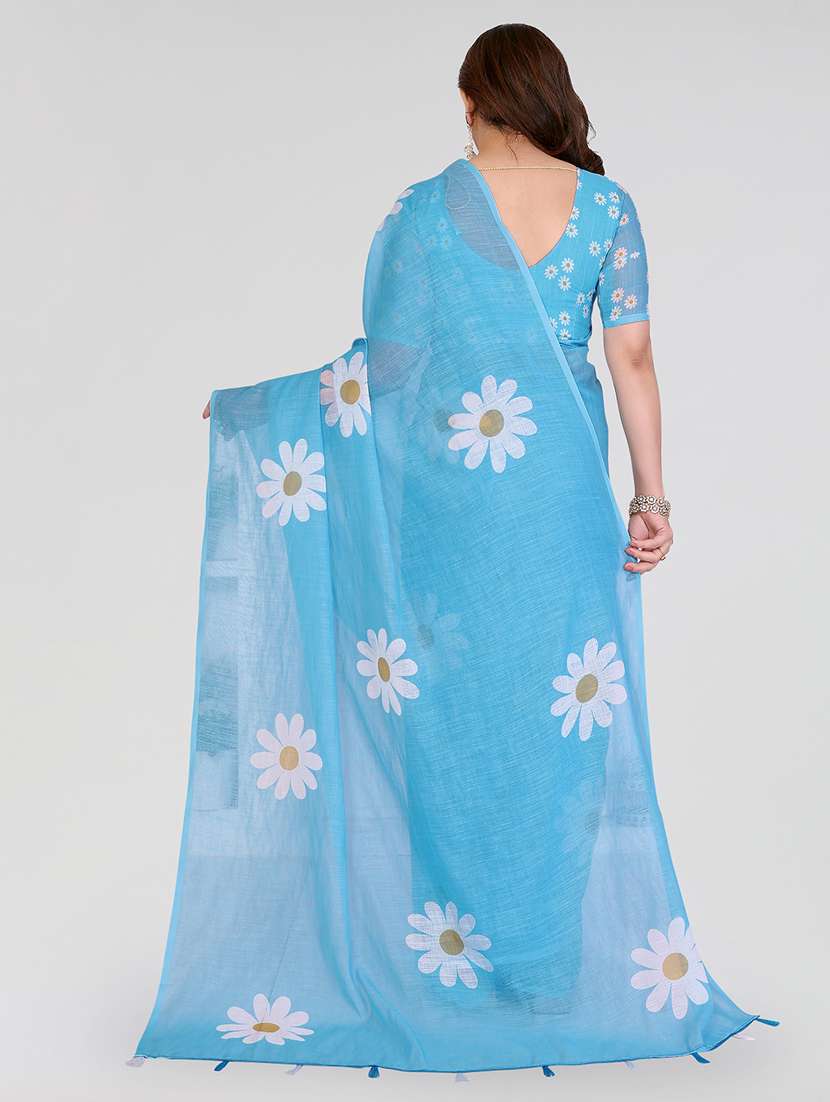 women printed casual wear saree with blouse - 22384683 -  Standard Image - 3