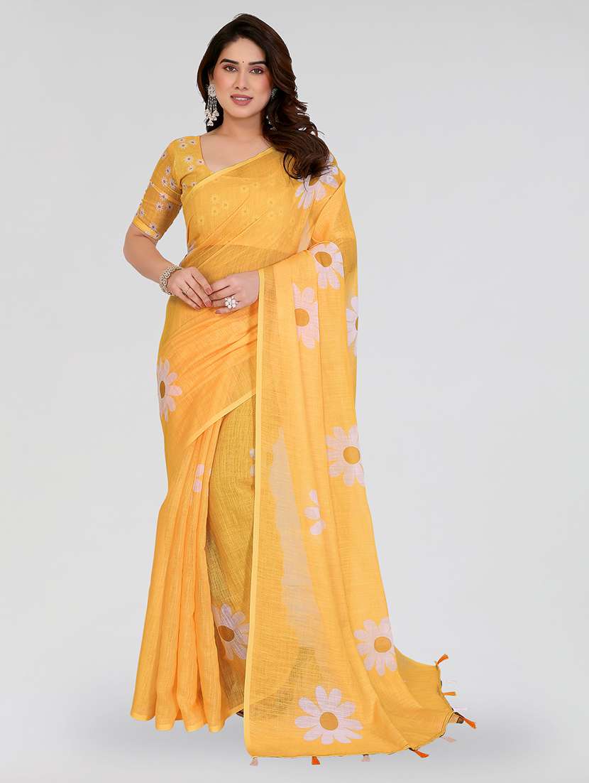 women printed casual wear saree with blouse