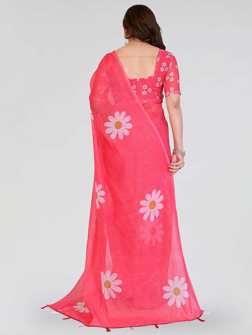 women printed casual wear saree with blouse - 22384685 -  Standard Image - 3