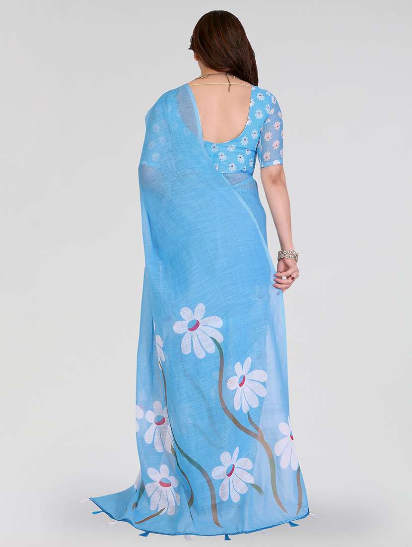 women printed casual wear saree with blouse - 22384687 -  Standard Image - 3